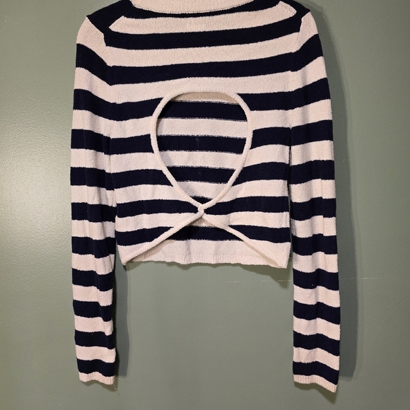 Aeire Striped Navy and White Sweater with open back - Picture 4 of 10